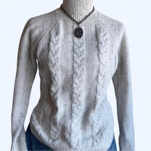 LOFT Textured Cable Knit Sweater - Cream